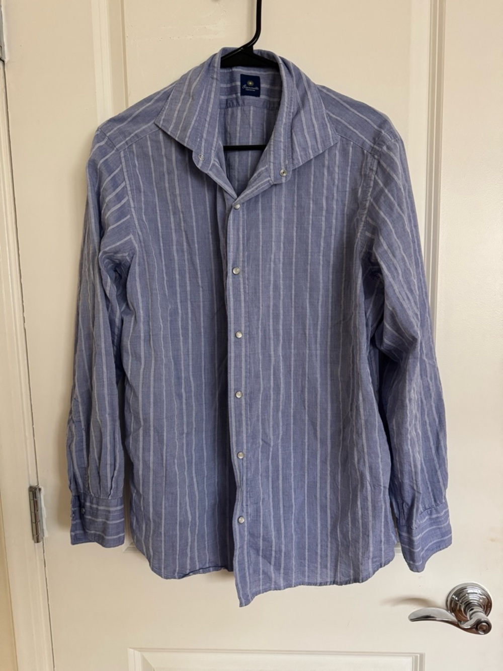 Light Blue Striped Men's Button-Up Shirt
